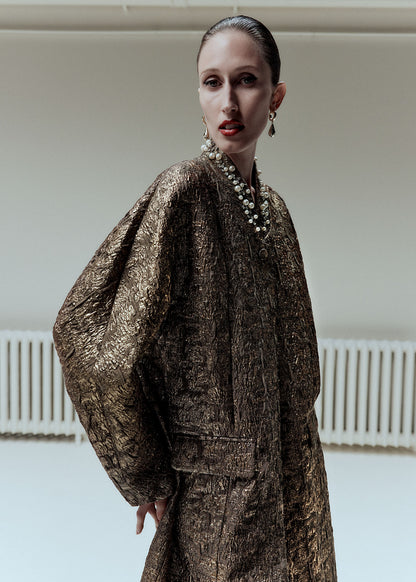 Tailored Metallic Jacquard Coat