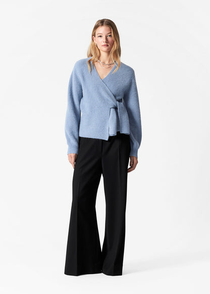 Alpaca-Blend Knitted Wrap Cardigan