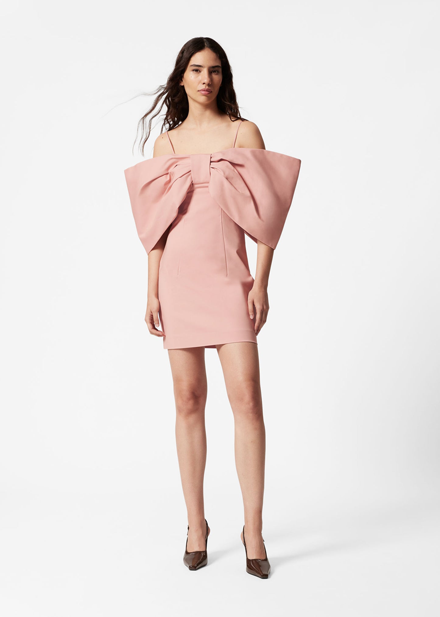 Oversized-Bow Off-Shoulder Mini Dress