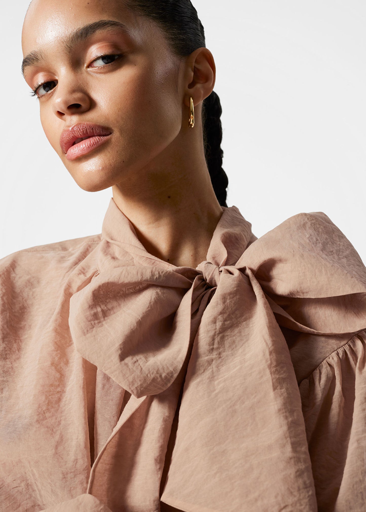 Puff-Sleeve Bow-Detail Blouse