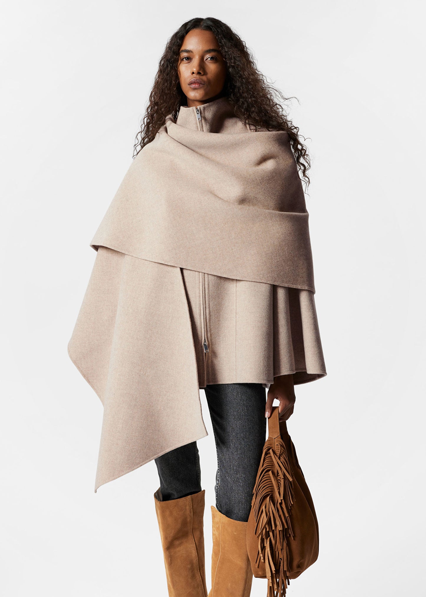 Asymmetric Wool Cape