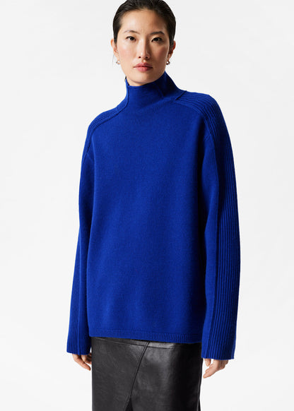 Panelled Wool Turtleneck Jumper