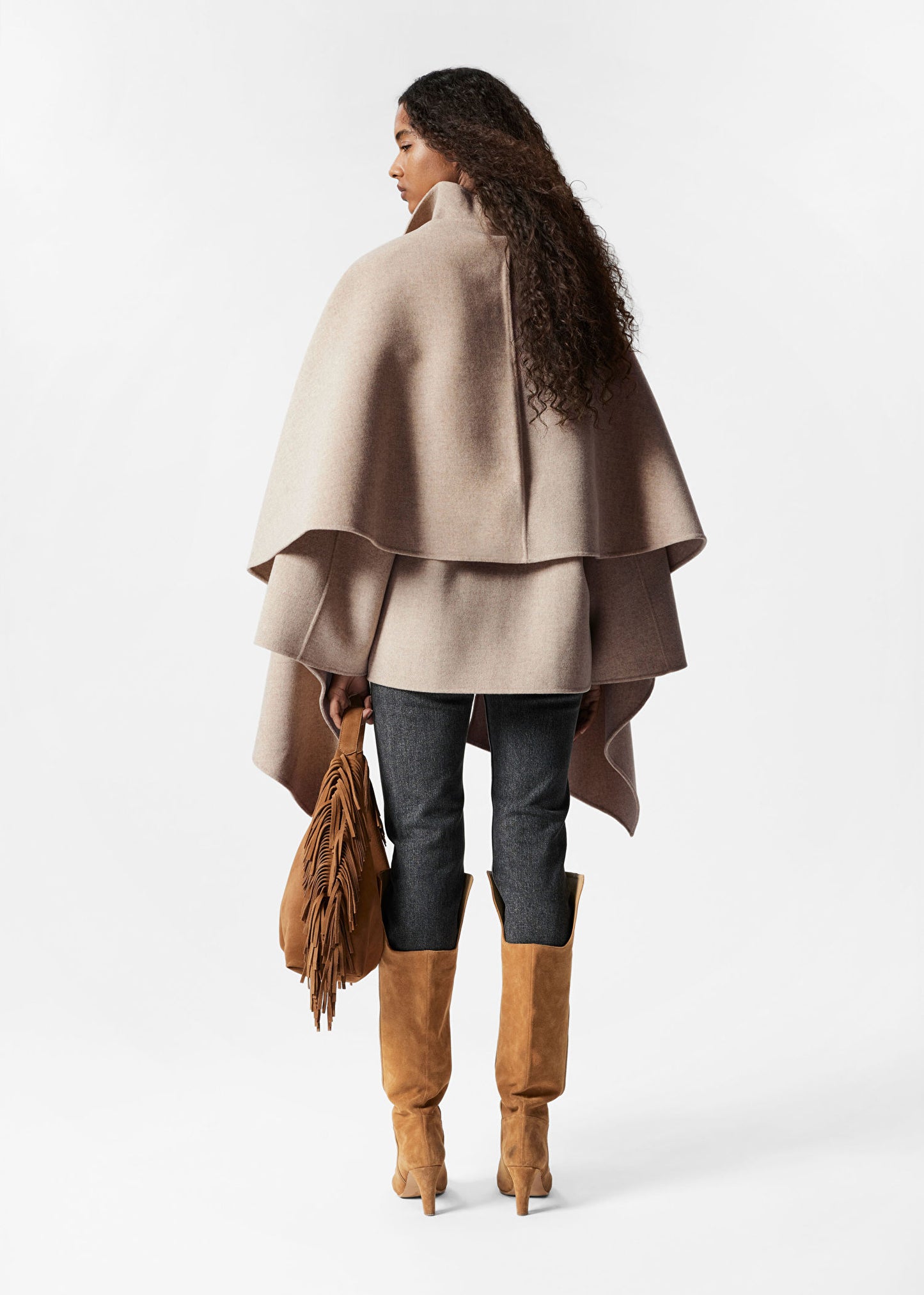 Asymmetric Wool Cape