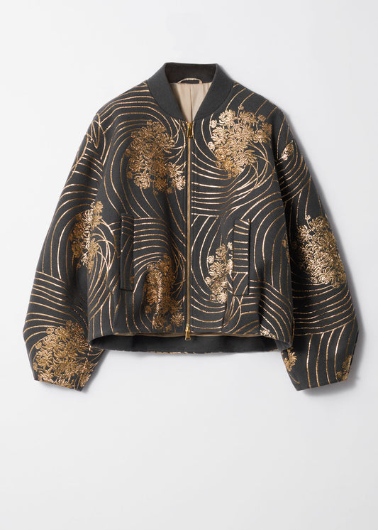 Metallic Wool Bomber Jacket