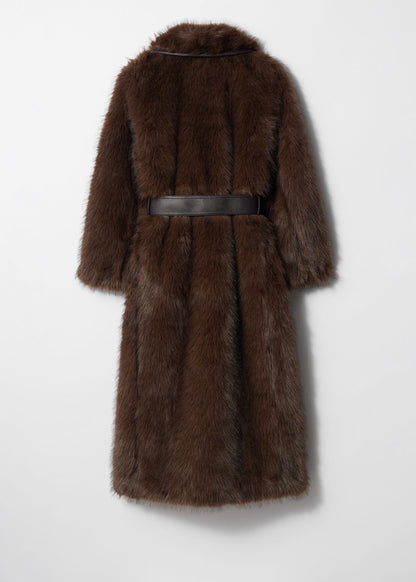 Belted Faux Fur Coat