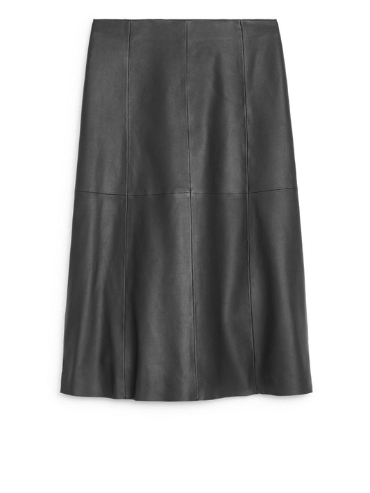 Panel Leather Skirt