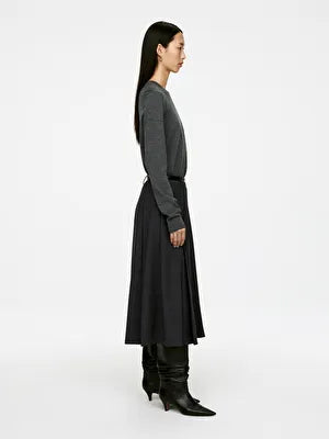 Pleated Wool Blend Skirt