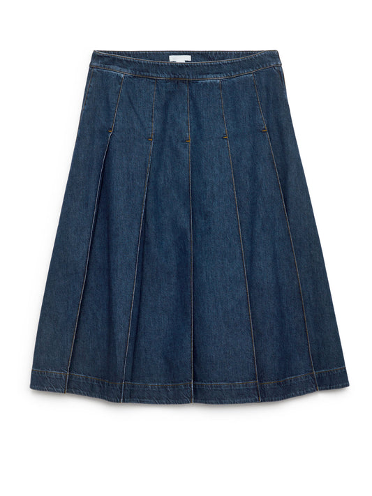 Pleated Denim Skirt