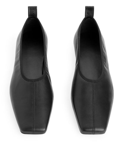 Square-Toe Leather Flats