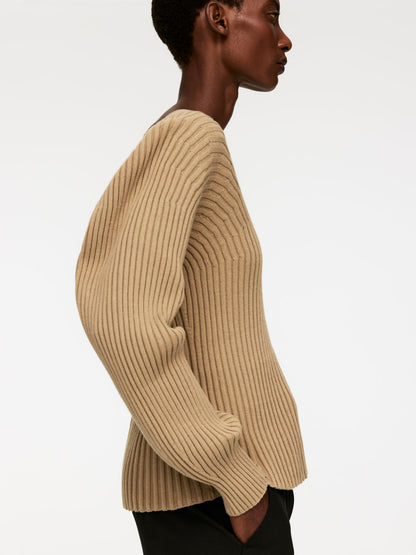 Rib-Knitted Cotton Jumper