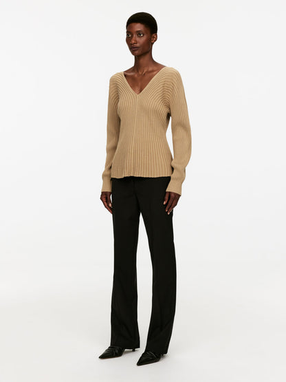 Rib-Knitted Cotton Jumper