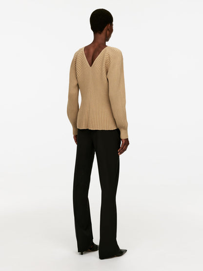 Rib-Knitted Cotton Jumper