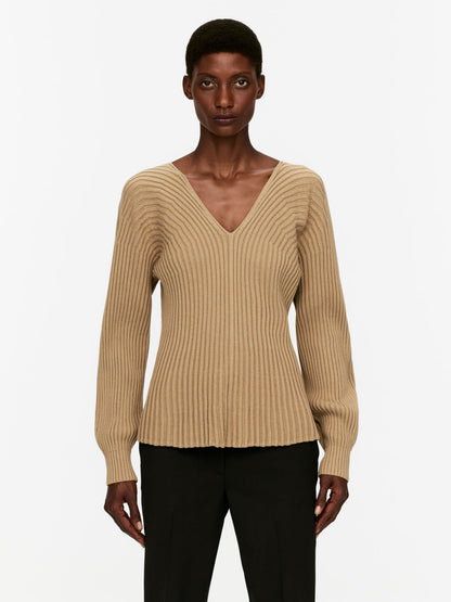 Rib-Knitted Cotton Jumper