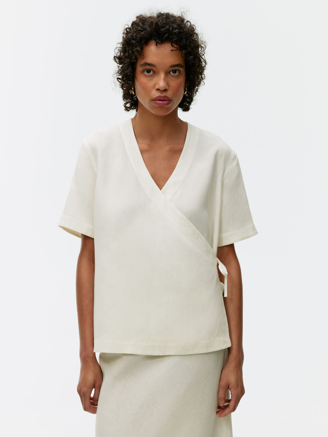 Lyocell-Linen Wrap Shirt