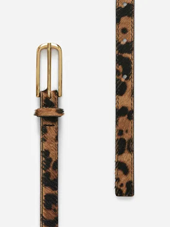 Leo-Print Leather Belt