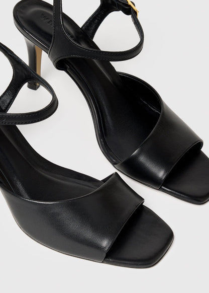 Black Asymmetric High Heeled Sandal