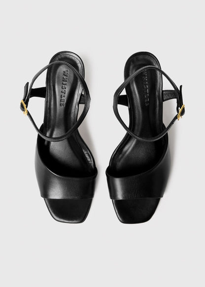 Black Asymmetric High Heeled Sandal