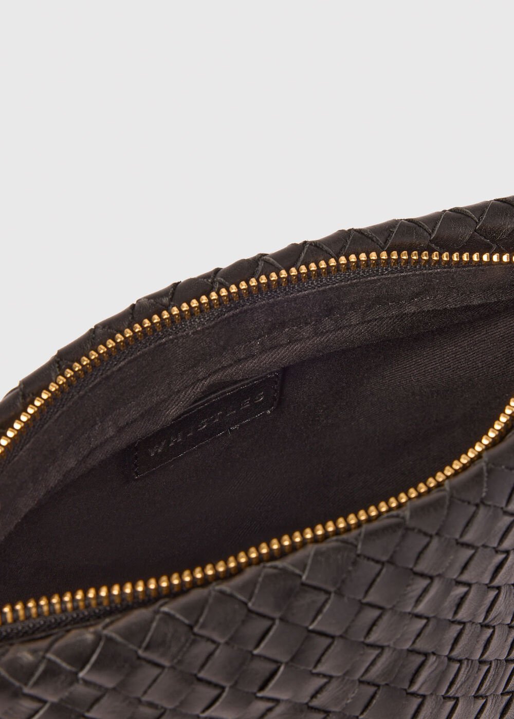 Black Avah Woven Zip Clutch