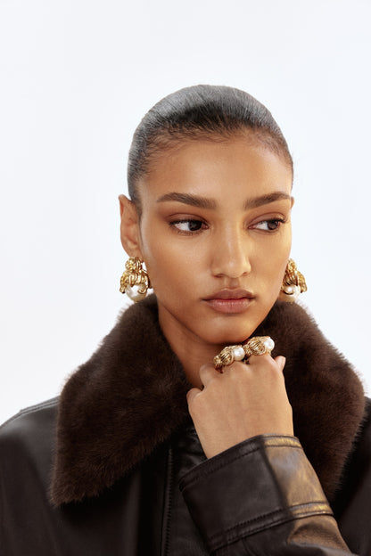 Oversized leather jacket