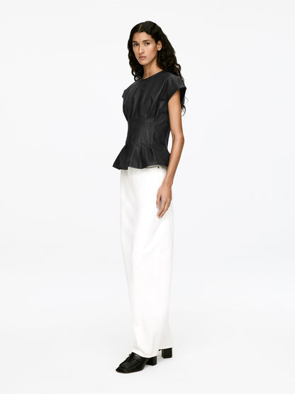 Pleated Leather Top