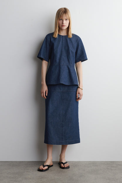 Denim Peplum Top