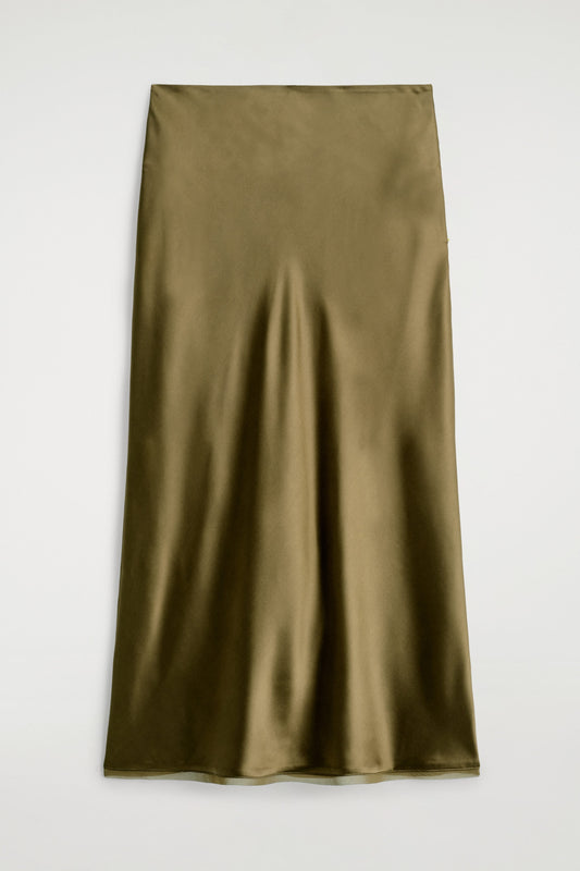 Bias-Cut Satin Midi Skirt
