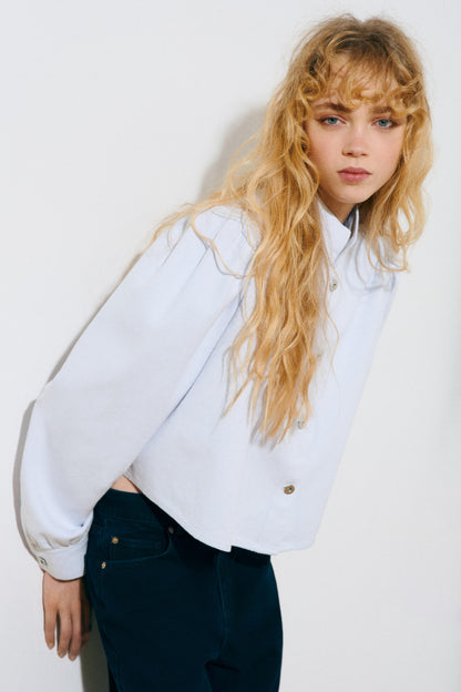 Shoulder-pad twill shirt