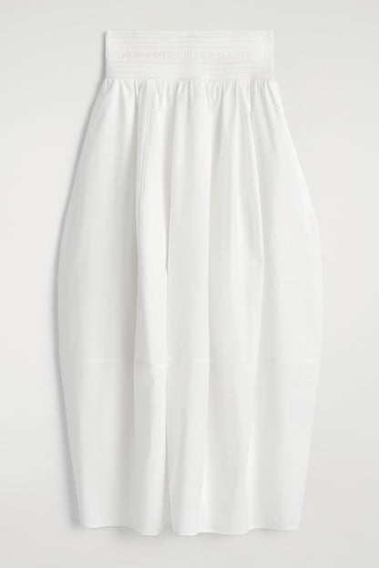 Smocked Panelled Midi Skirt