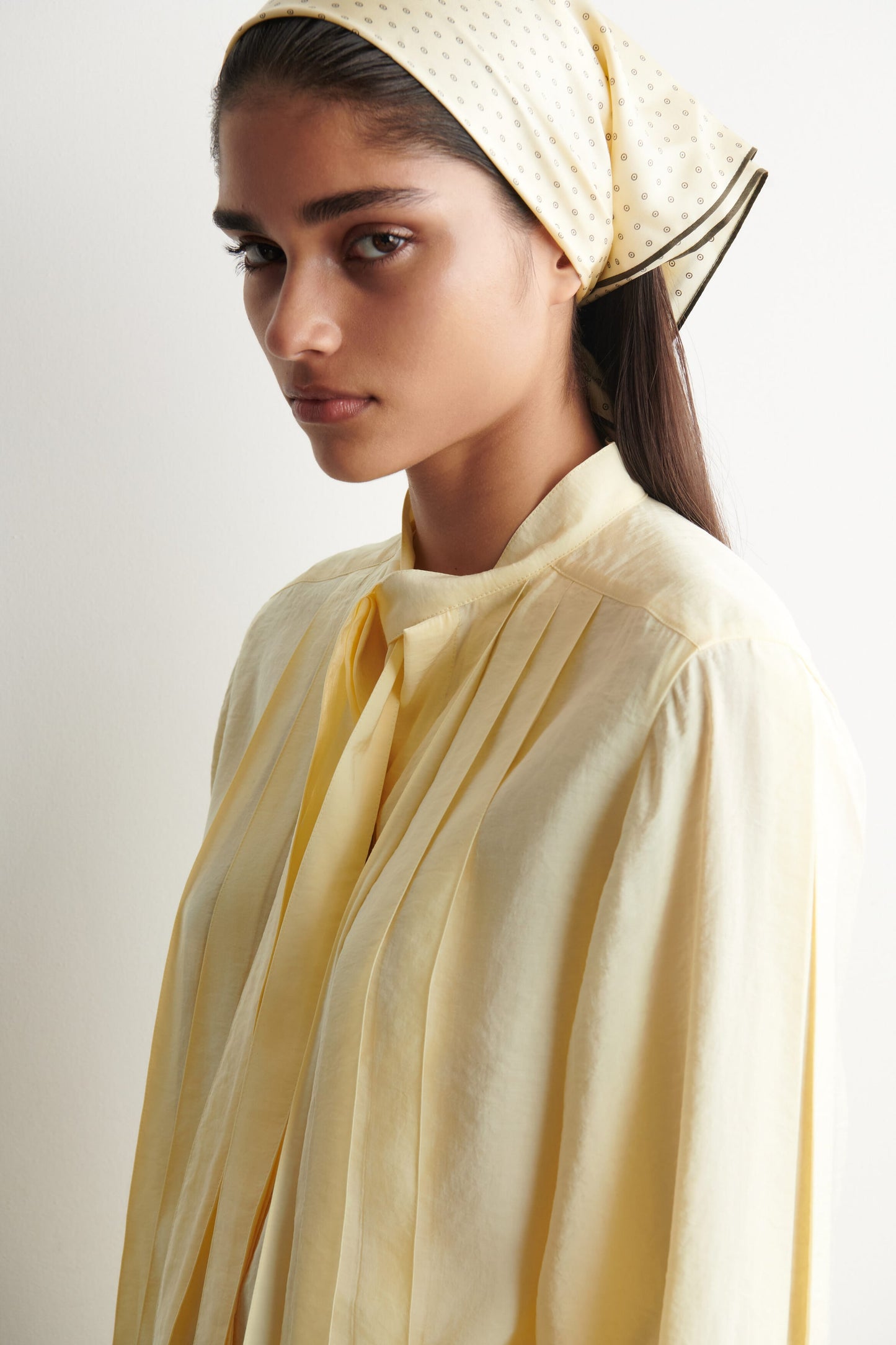 Pleated Bow-Detail Blouse