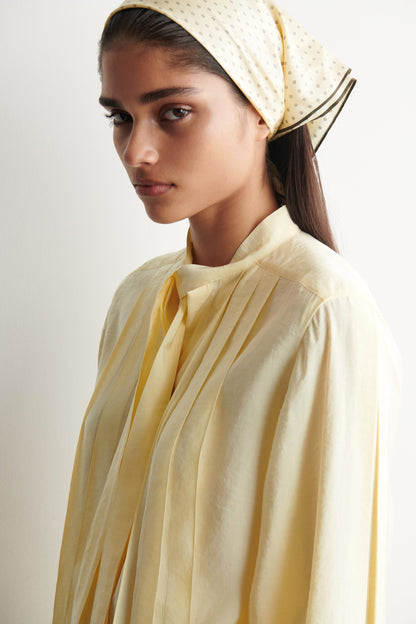 Pleated Bow-Detail Blouse