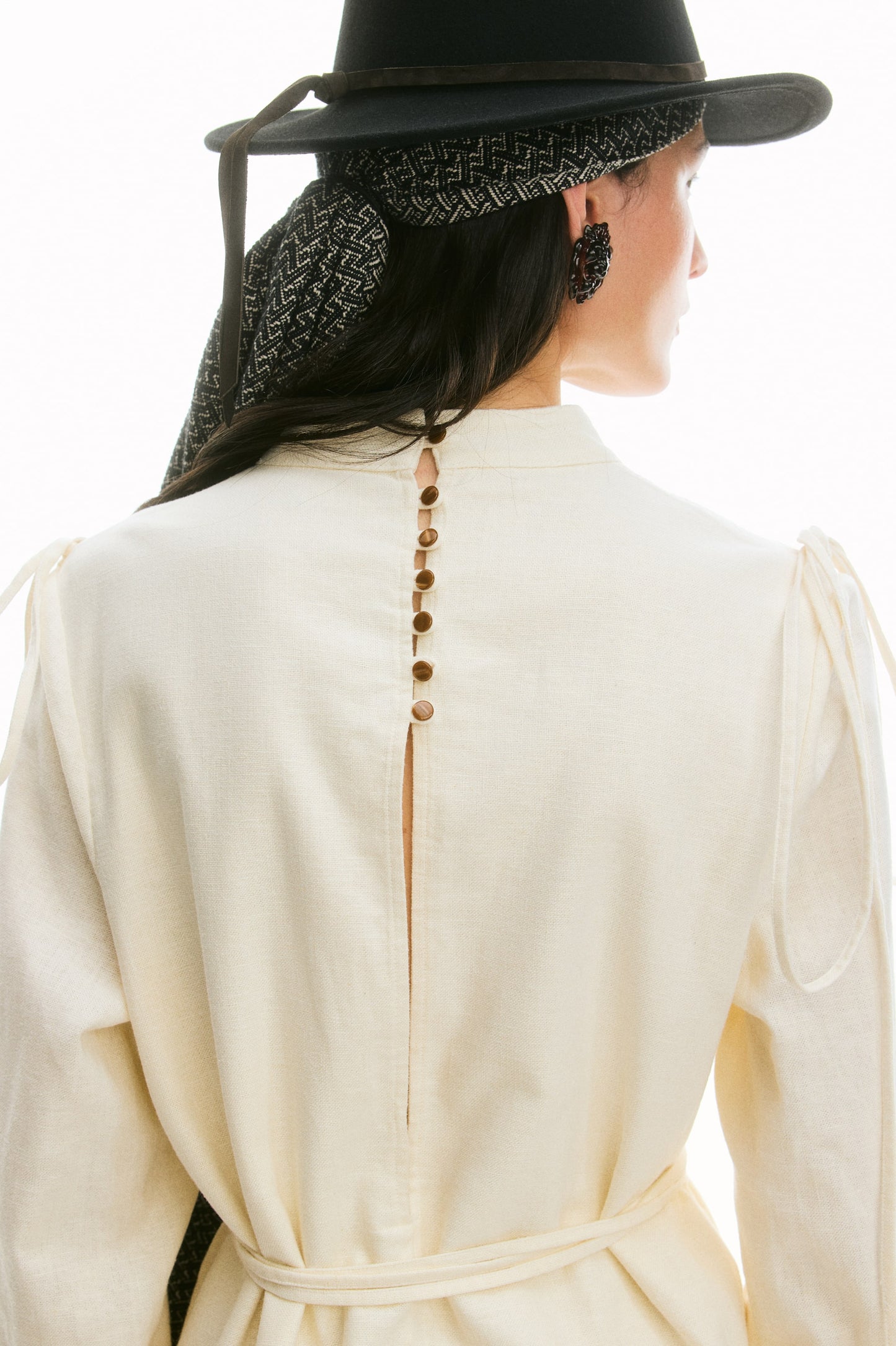 Linen-blend dress