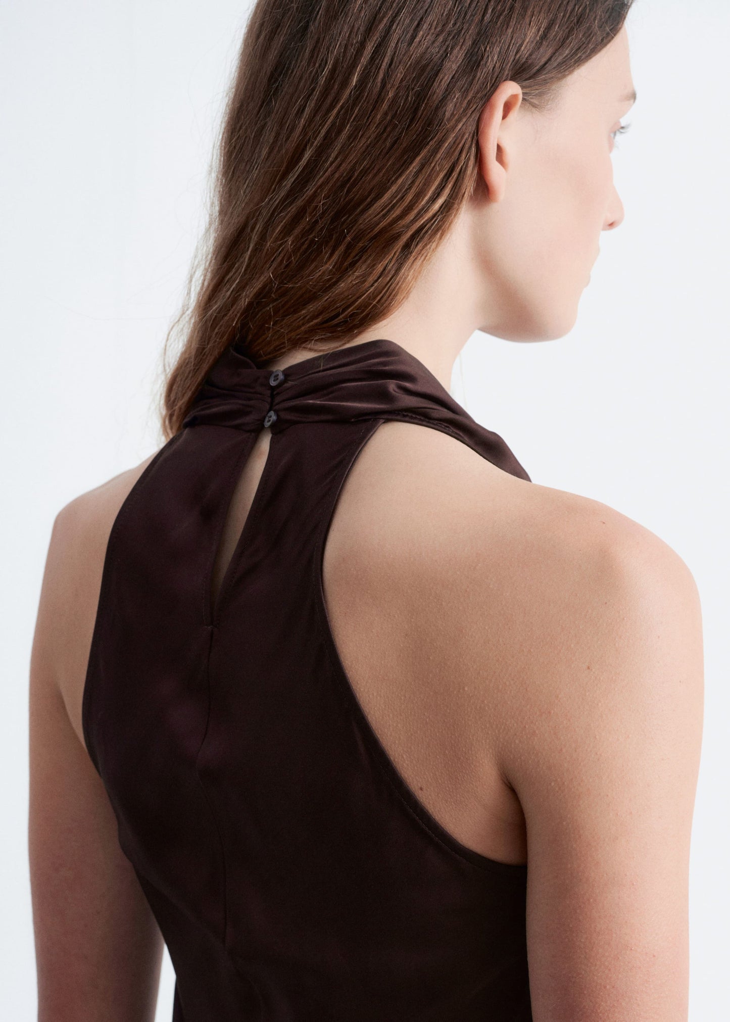 Cowl-Neck Satin Midi Dress