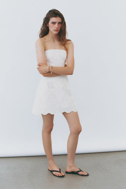 Embroidered bandeau dress