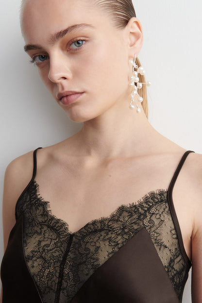 Lace-Trimmed Satin Cami Top