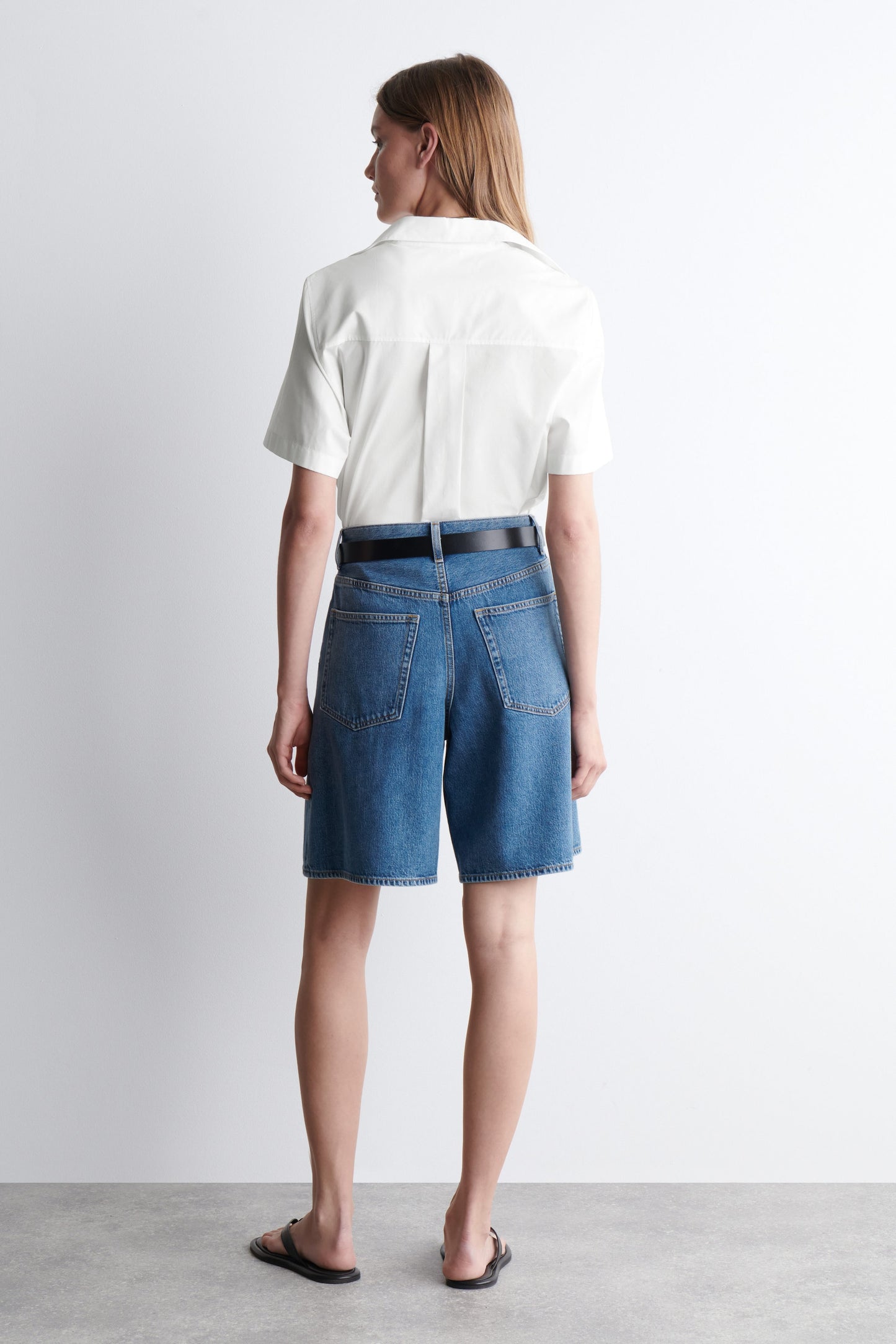Wide-Leg Denim Shorts