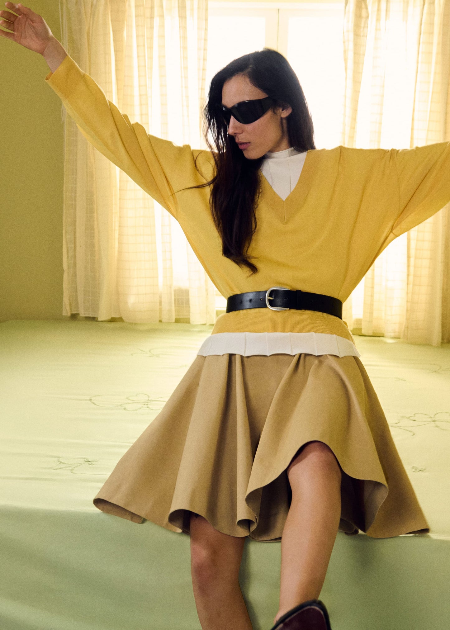 Flared Knee-Length Skirt