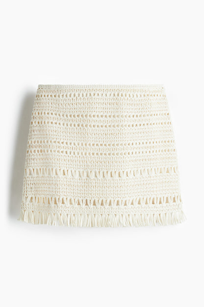 Crochet-look mini skirt