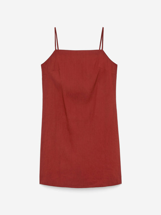 Linen-Blend Strap Dress
