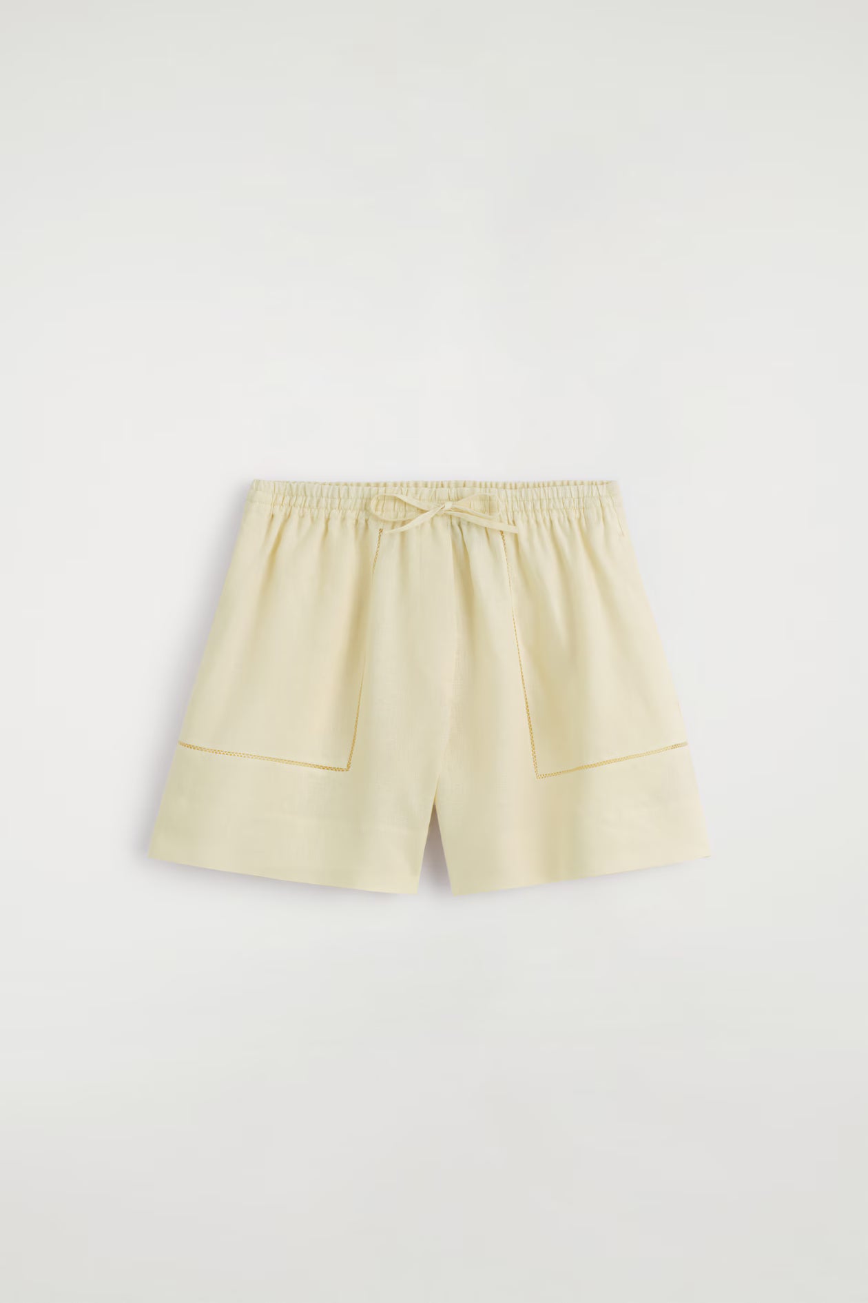 Embroidered-Detail Linen Shorts
