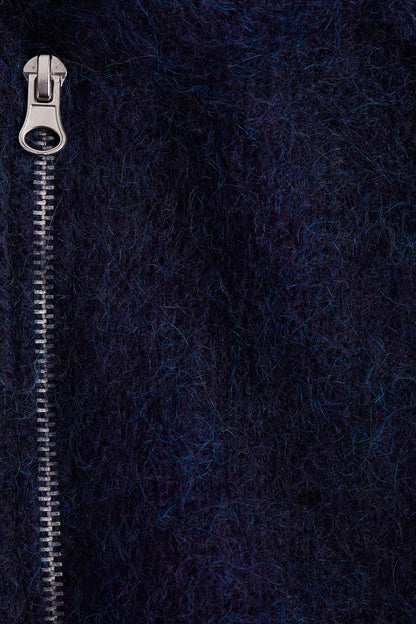 Mohair-blend zip-through cardigan