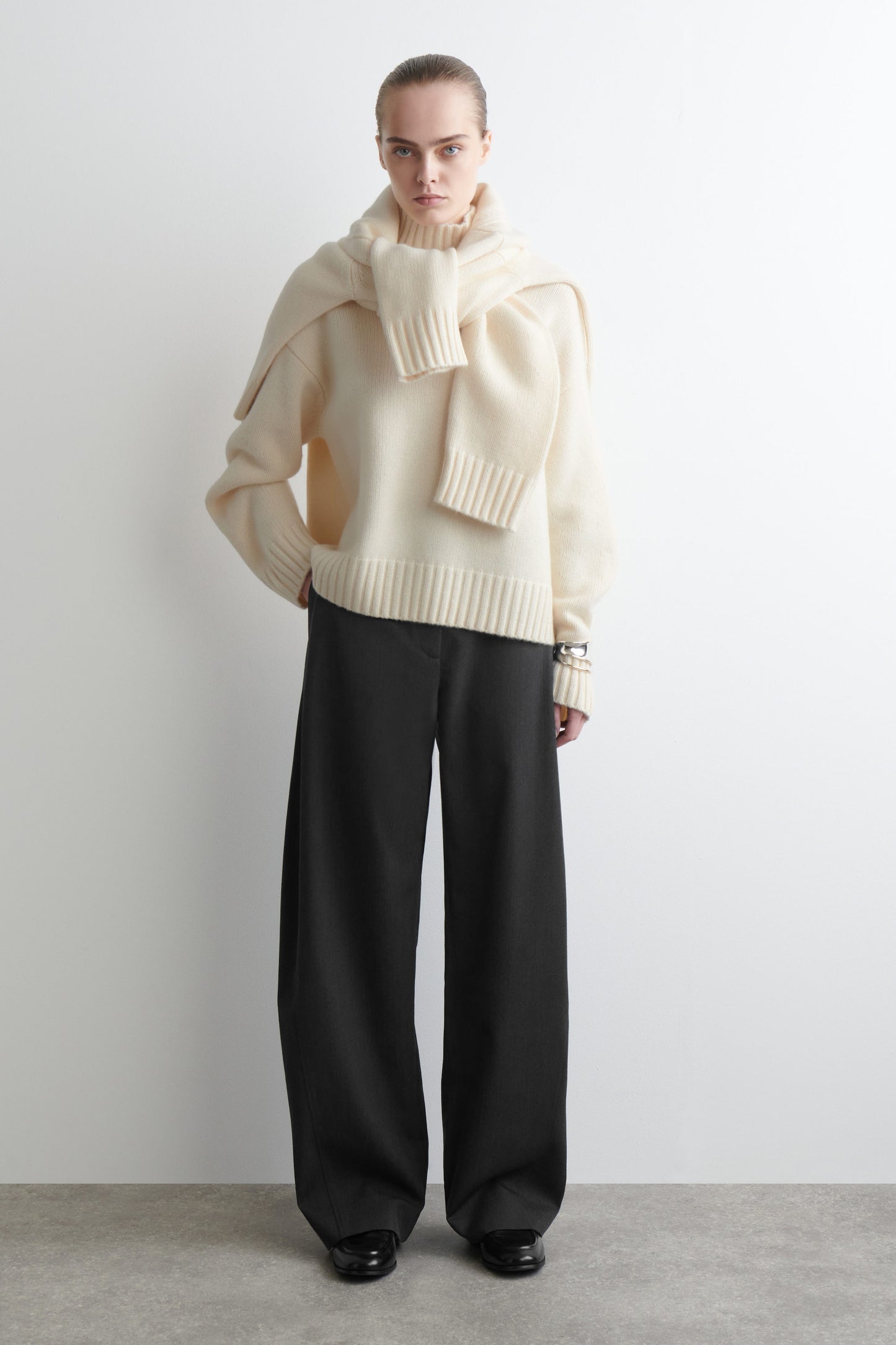 Chunky cashmere funnel-neck jumper