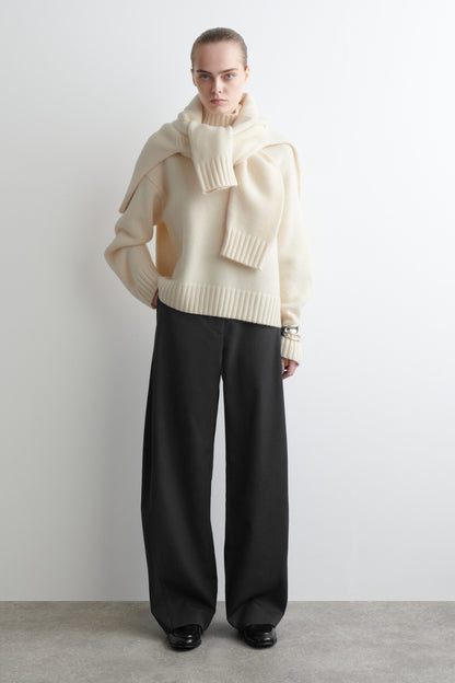 Chunky cashmere funnel-neck jumper