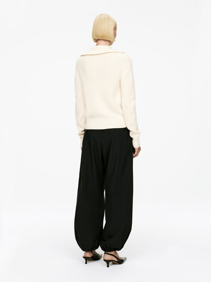 Wool-Cotton Zip Cardigan