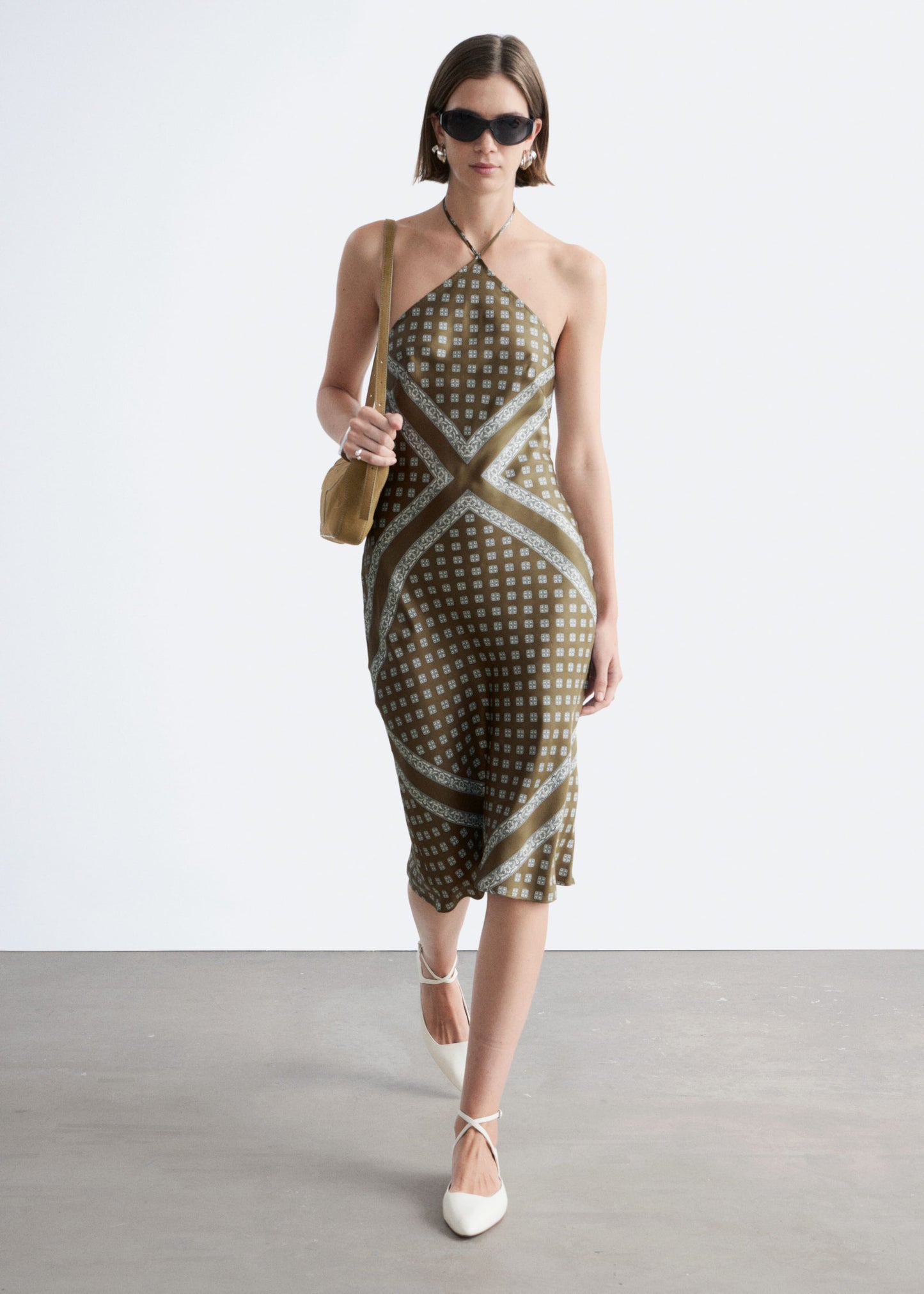 Silk Halterneck Midi Dress