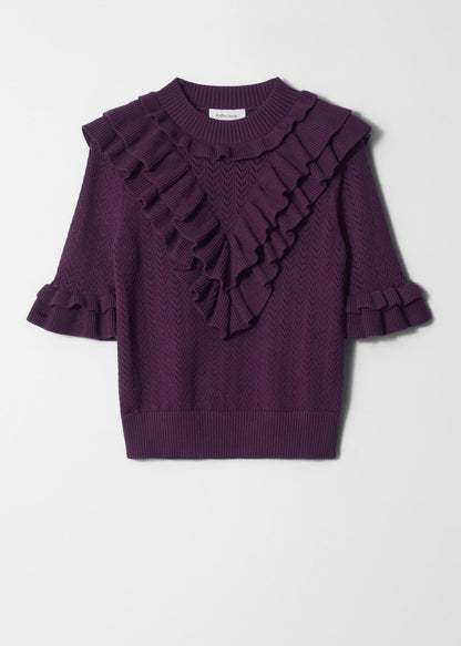 Pointelle-Knit Ruffle Top