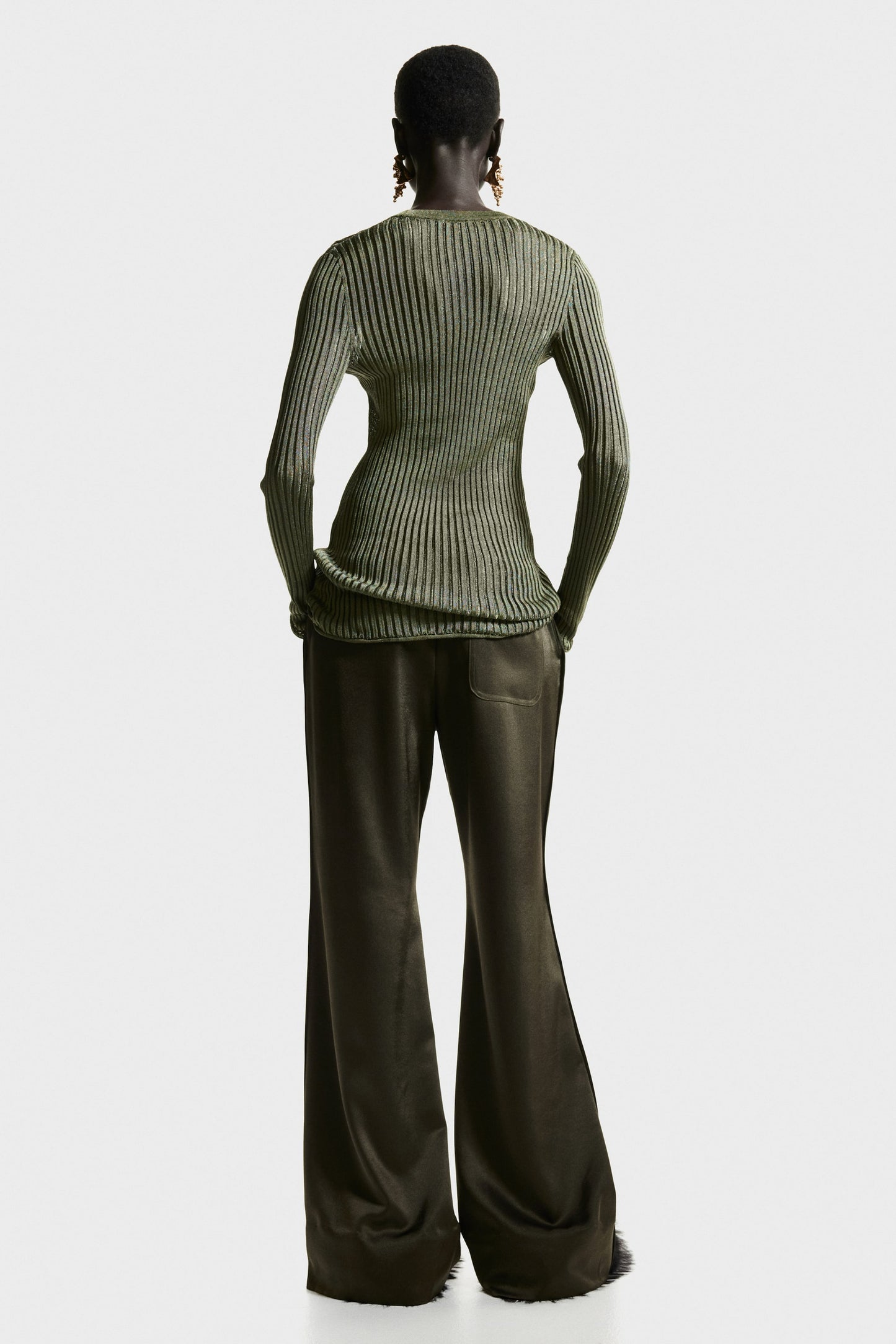 Flared satin trousers