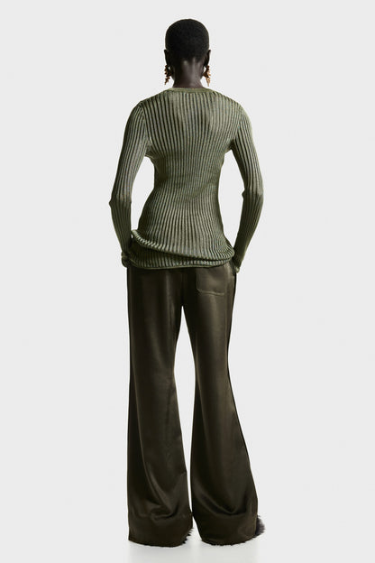 Flared satin trousers