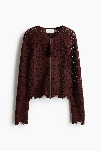 Crochet-look cardigan