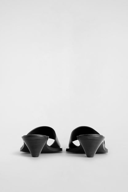 Leather Kitten-Heel Mules