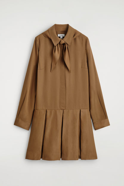 Scarf-Detail Dropped-Waist Mini Dress